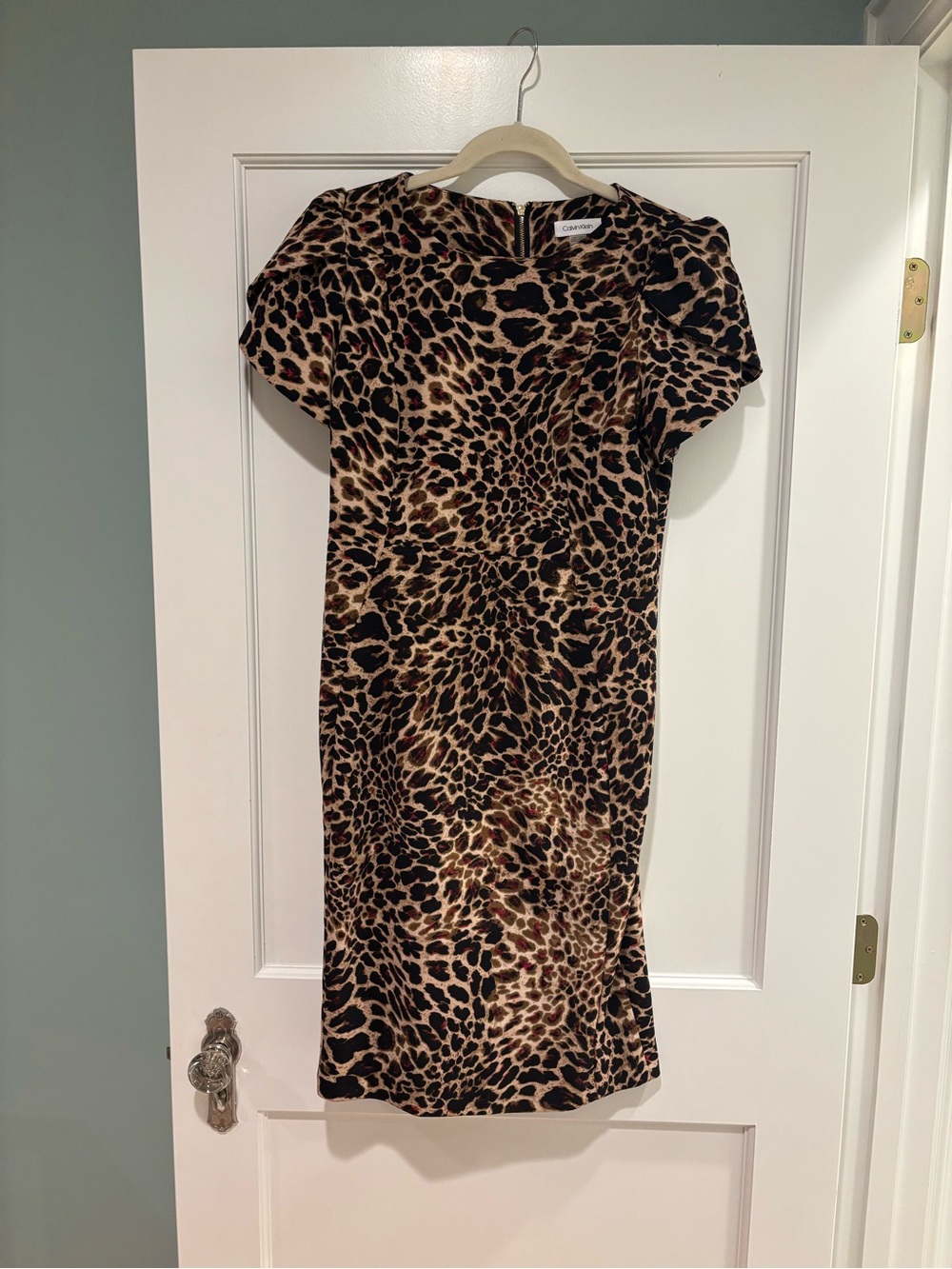 Calvin Klein Leopard-Print Midi Dress in Brown and Black